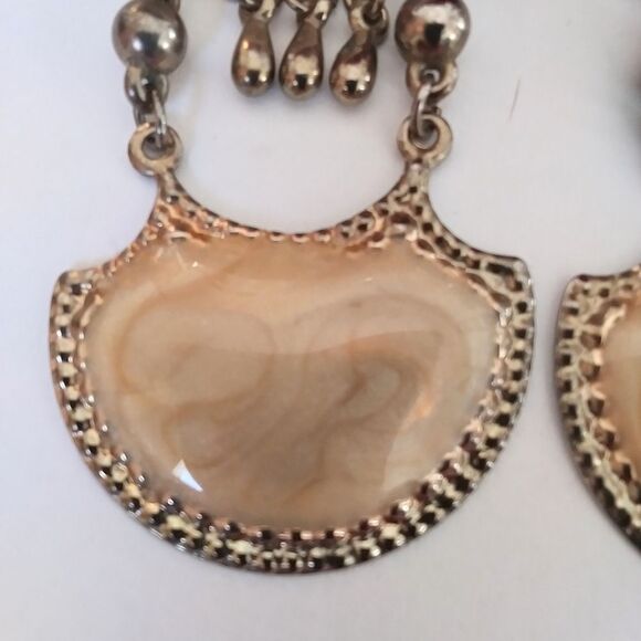 Earrings 1920s/Cloissonne look Vintage Chandelier/Pressed Metal Unique C… - Picture 3 of 13